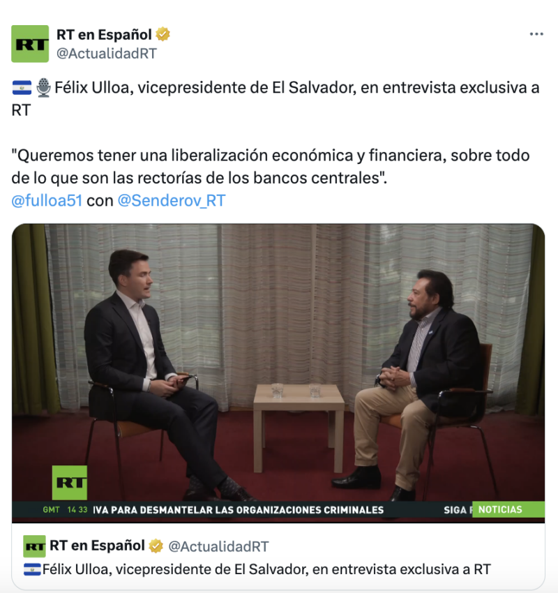 El vicepresidente de El Salvador habló sobre Bitcoin en entrevista. 
